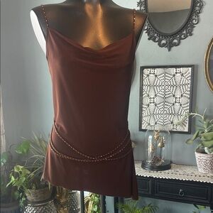MKM Designs Rich Brown Camisole with Beaded Straps